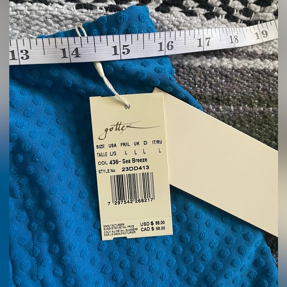 GOTTEX DAY DREAM TEXTURED COVER UP MINI SKIRT WITH SLIT Sea Breeze Blue - Picture 6 of 7